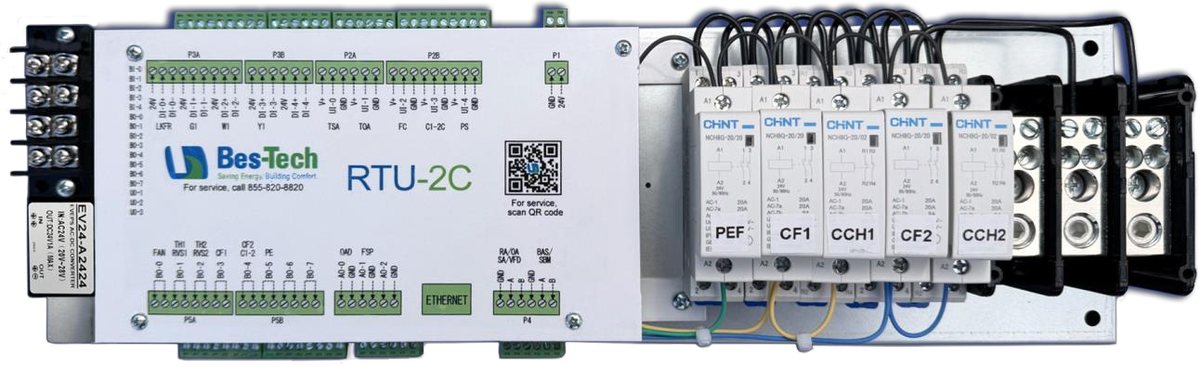 Digi-RTU V4 controller panel with terminal blocks and contactors